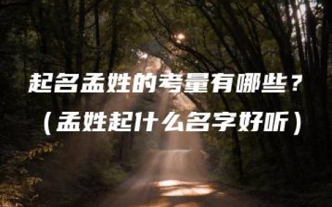 起名孟姓的考量有哪些？（孟姓起什么名字好听）