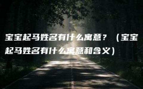 宝宝起马姓名有什么寓意？（宝宝起马姓名有什么寓意和含义）