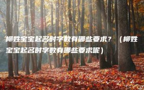 柳姓宝宝起名时字数有哪些要求？（柳姓宝宝起名时字数有哪些要求呢）