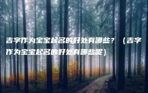 吉字作为宝宝起名的好处有哪些？（吉字作为宝宝起名的好处有哪些呢）