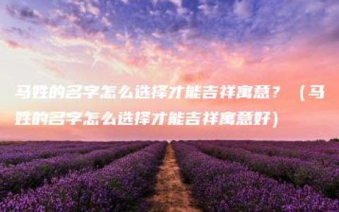 马姓的名字怎么选择才能吉祥寓意？（马姓的名字怎么选择才能吉祥寓意好）