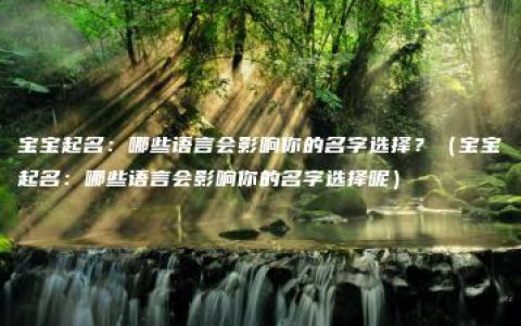 宝宝起名：哪些语言会影响你的名字选择？（宝宝起名：哪些语言会影响你的名字选择呢）