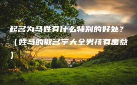 起名为马姓有什么特别的好处？（姓马的取名字大全男孩有寓意）