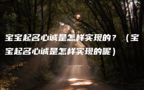 宝宝起名心诚是怎样实现的？（宝宝起名心诚是怎样实现的呢）