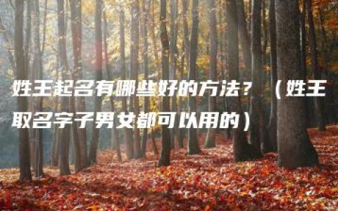 姓王起名有哪些好的方法？（姓王取名字子男女都可以用的）