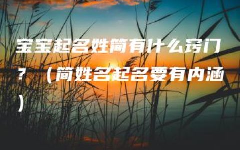 宝宝起名姓简有什么窍门？（简姓名起名要有内涵）