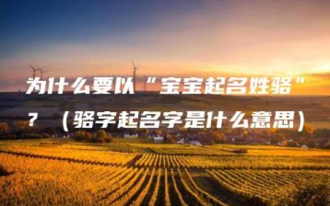 为什么要以“宝宝起名姓骆”？（骆字起名字是什么意思）