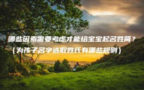 哪些因素需要考虑才能给宝宝起名姓简？（为孩子名字选取姓氏有哪些规则）