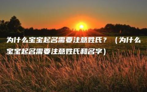 为什么宝宝起名需要注意姓氏？（为什么宝宝起名需要注意姓氏和名字）