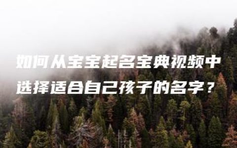 如何从宝宝起名宝典视频中选择适合自己孩子的名字？