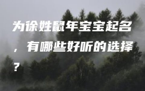 为徐姓鼠年宝宝起名，有哪些好听的选择？