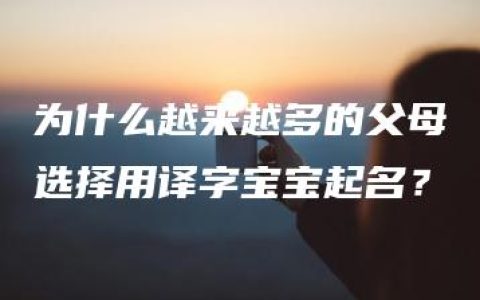 为什么越来越多的父母选择用译字宝宝起名？