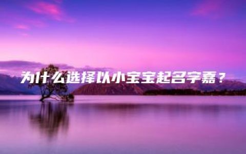 为什么选择以小宝宝起名字嘉？