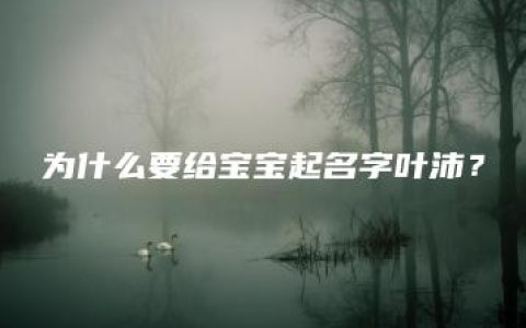 为什么要给宝宝起名字叶沛？