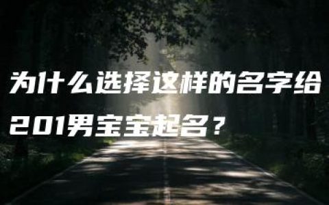 为什么选择这样的名字给201男宝宝起名？