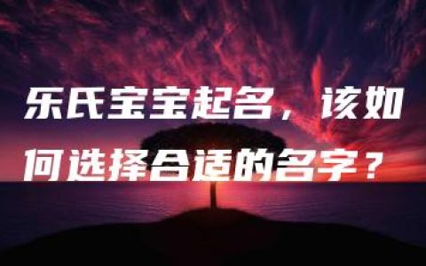 乐氏宝宝起名，该如何选择合适的名字？