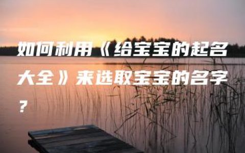 如何利用《给宝宝的起名大全》来选取宝宝的名字？