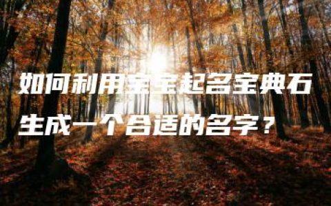 如何利用宝宝起名宝典石生成一个合适的名字？