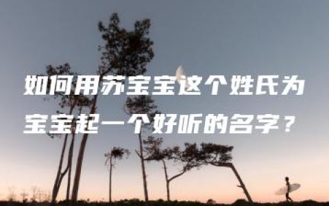 如何用苏宝宝这个姓氏为宝宝起一个好听的名字？