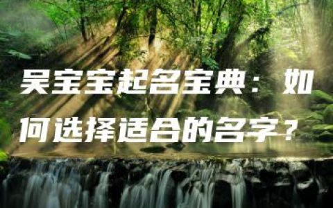 吴宝宝起名宝典：如何选择适合的名字？