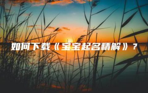 如何下载《宝宝起名精解》？