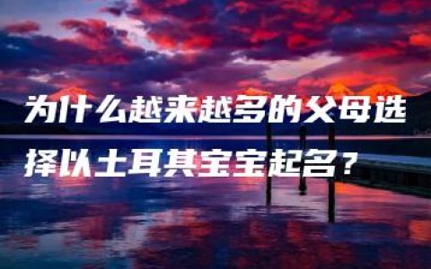 为什么越来越多的父母选择以土耳其宝宝起名？