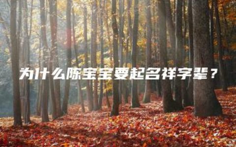 为什么陈宝宝要起名祥字辈？