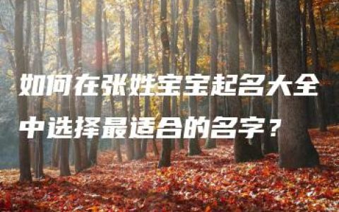 如何在张姓宝宝起名大全中选择最适合的名字？