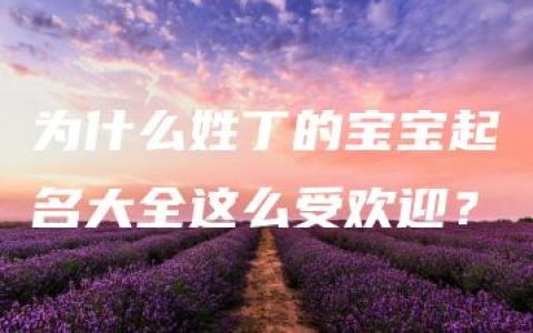 为什么姓丁的宝宝起名大全这么受欢迎？