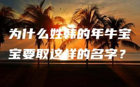 为什么姓韩的年牛宝宝要取这样的名字？