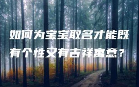 如何为宝宝取名才能既有个性又有吉祥寓意？