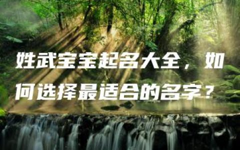 姓武宝宝起名大全，如何选择最适合的名字？