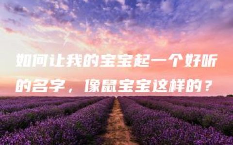 如何让我的宝宝起一个好听的名字，像鼠宝宝这样的？