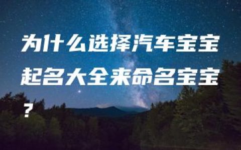 为什么选择汽车宝宝起名大全来命名宝宝？