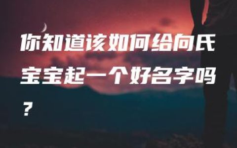 你知道该如何给向氏宝宝起一个好名字吗？