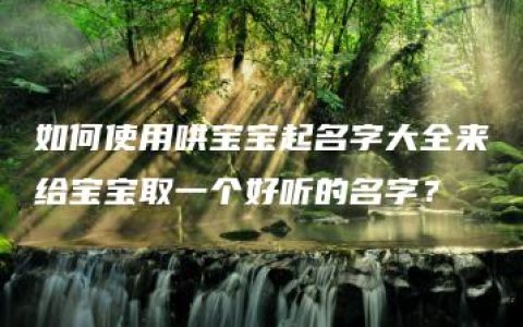 如何使用哄宝宝起名字大全来给宝宝取一个好听的名字？