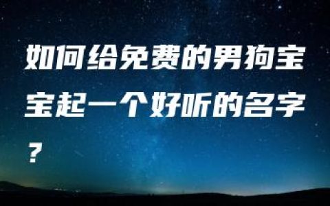 如何给免费的男狗宝宝起一个好听的名字？