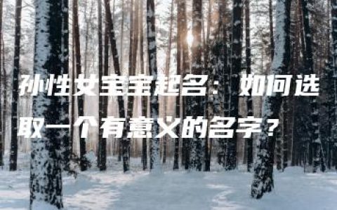 孙性女宝宝起名：如何选取一个有意义的名字？