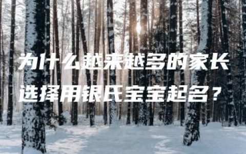 为什么越来越多的家长选择用银氏宝宝起名？