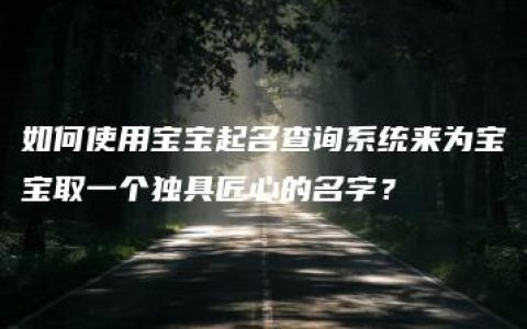 如何使用宝宝起名查询系统来为宝宝取一个独具匠心的名字？