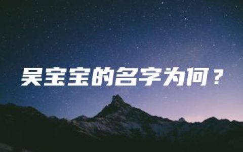 吴宝宝的名字为何？