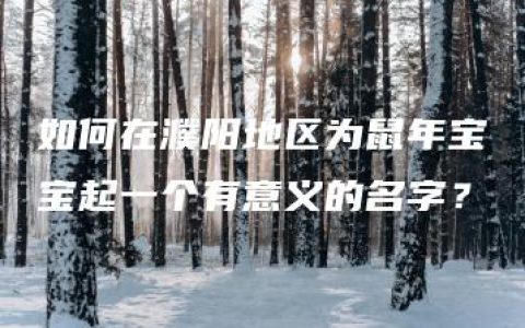 如何在濮阳地区为鼠年宝宝起一个有意义的名字？