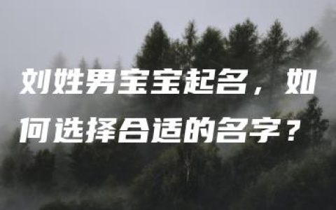 刘姓男宝宝起名，如何选择合适的名字？