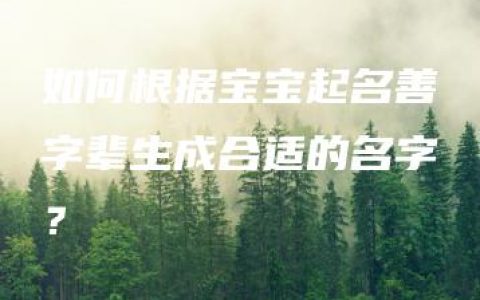 如何根据宝宝起名善字辈生成合适的名字？