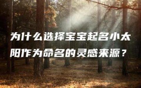 为什么选择宝宝起名小太阳作为命名的灵感来源？