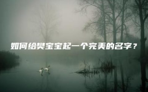 如何给樊宝宝起一个完美的名字？