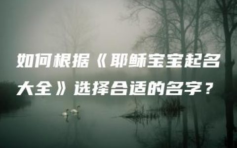 如何根据《耶稣宝宝起名大全》选择合适的名字？