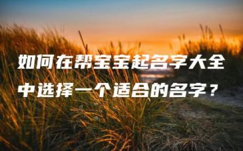 如何在帮宝宝起名字大全中选择一个适合的名字？