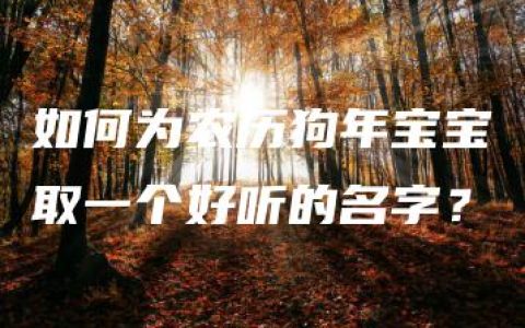 如何为农历狗年宝宝取一个好听的名字？