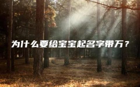 为什么要给宝宝起名字带万？